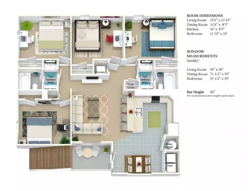 S Bed Ross Street Apartments - 1410 - 1416 Ross Street 3